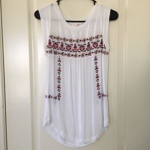 White embroidered flower shirt